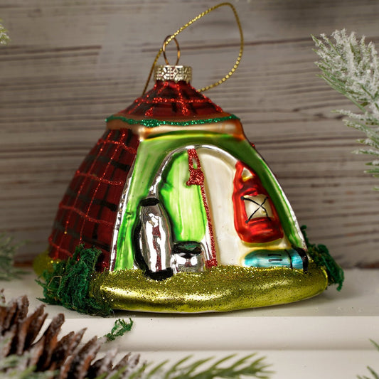 Glass Camping Tent Christmas Ornament - Christmas Place