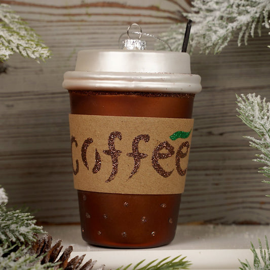 Glass Coffee Cup Christmas Ornament - Christmas Place