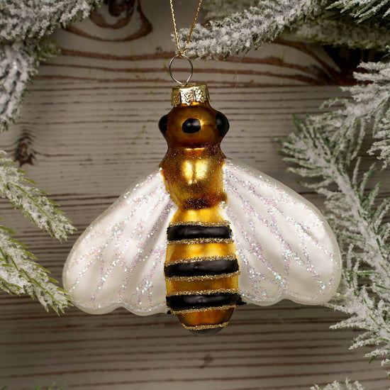 3.5Inch Glass Honey Bee Ornament - Christmas Place