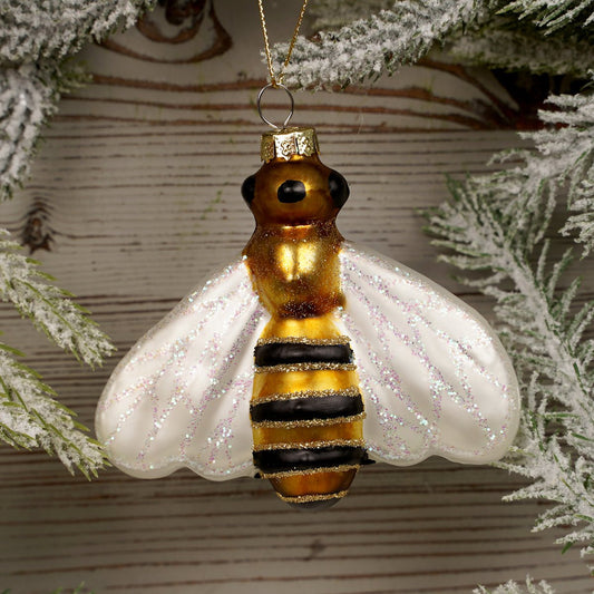 3.5Inch Glass Honey Bee Ornament - Christmas Place