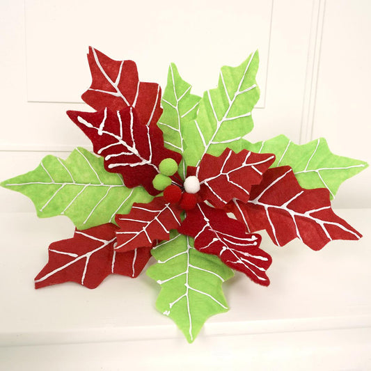 19in Red Green Poinsettia