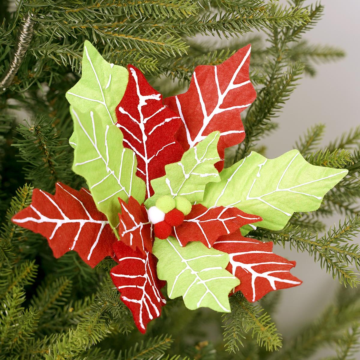 19in Red Green Poinsettia - Christmas Place
