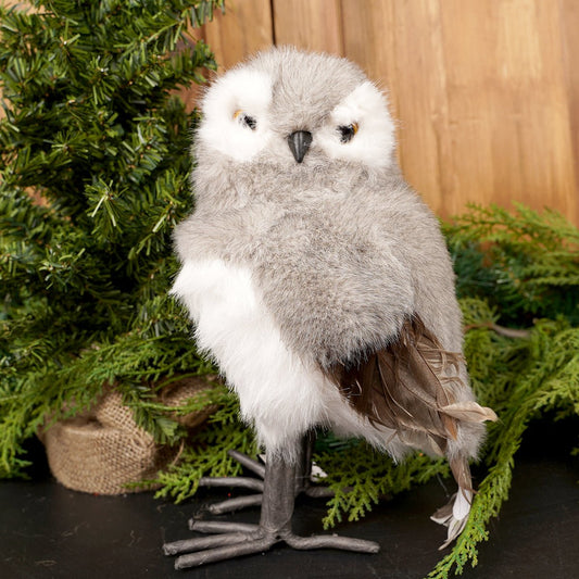 Grey White Christmas Owl Decoration - Christmas Place