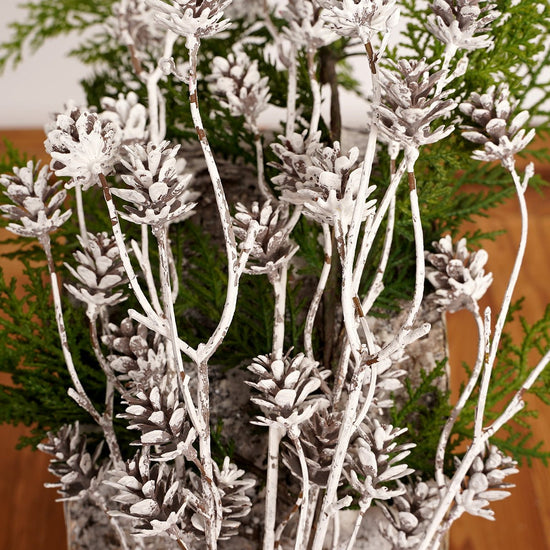 24 inches length Snowy White Pinecone Bush Christmas Decor - Christmas Place