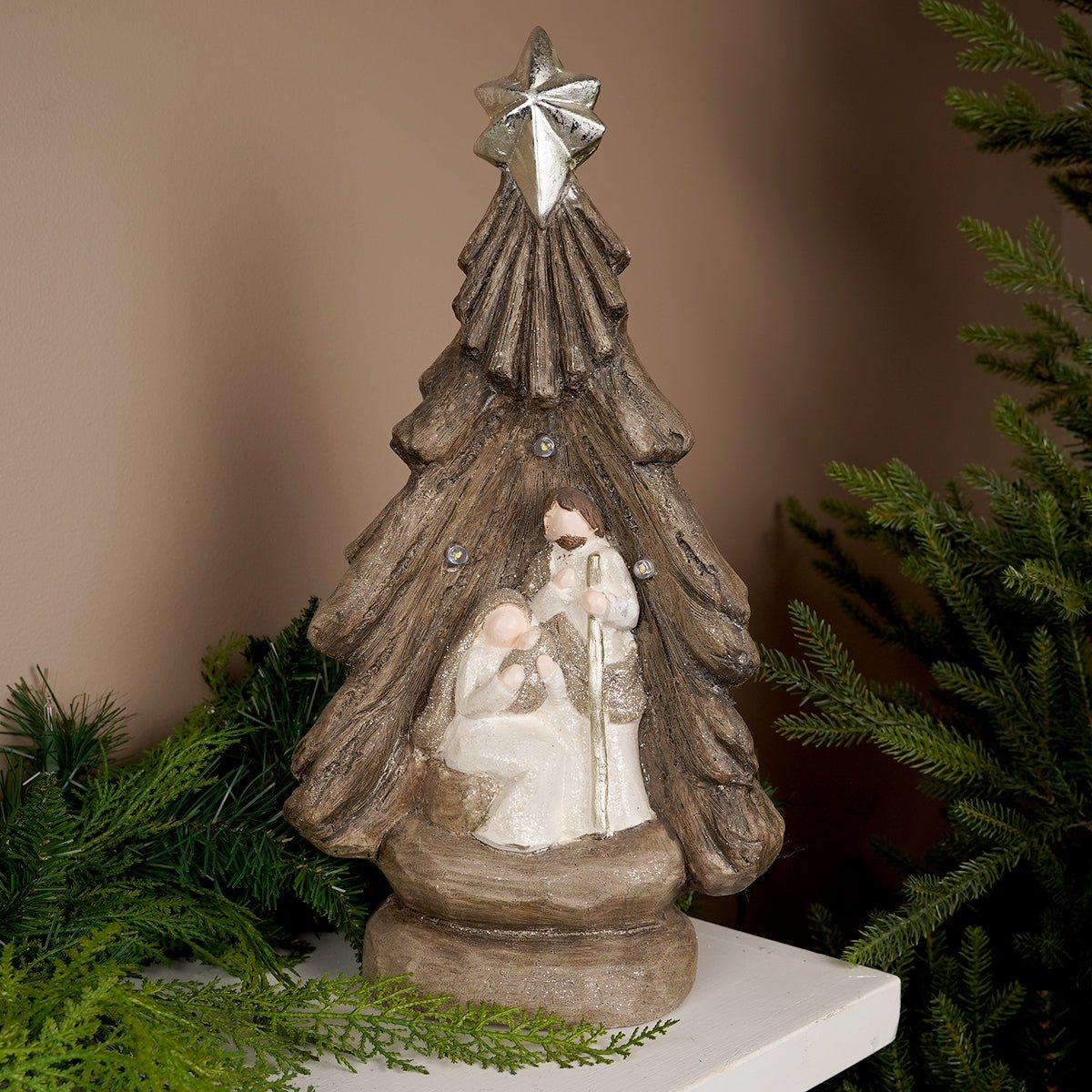 LED Nativity In Tree - Christmas Place