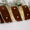2.5Inch Dark Brown Gold Bells Ribbon
