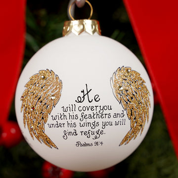 Under His Wings Glass Ornament