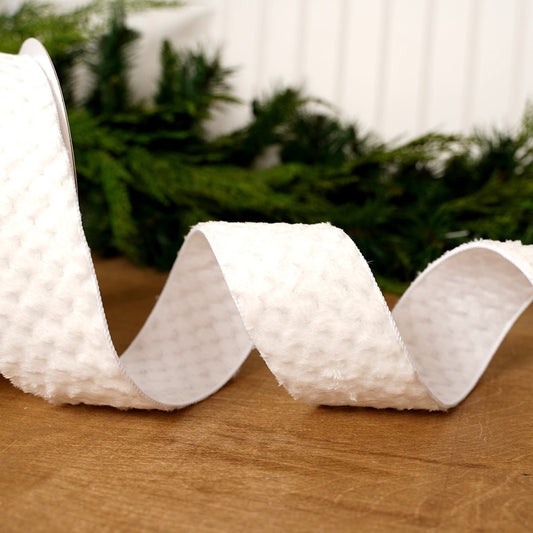 White Wool Waffle Ribbon - Christmas Place