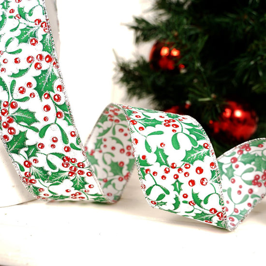 White Red Green Holly Berry Ribbon - Christmas Place