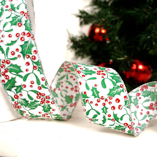 White Red Green Holly Berry Ribbon - Christmas Place