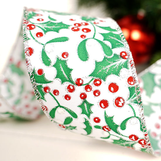 White Red Green Holly Berry Ribbon - Christmas Place