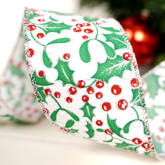 White Red Green Holly Berry Ribbon - Christmas Place