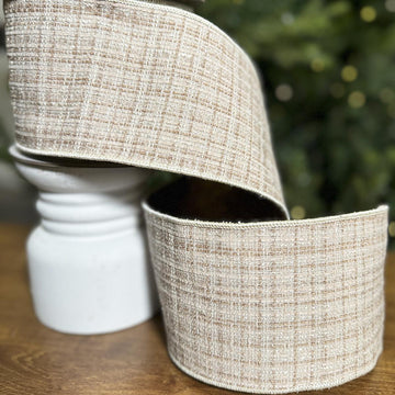 Natural Tweed Ribbon 4in x 10yd