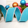 Turquoise Silver Tinsel Edge Ribbon - Christmas Place