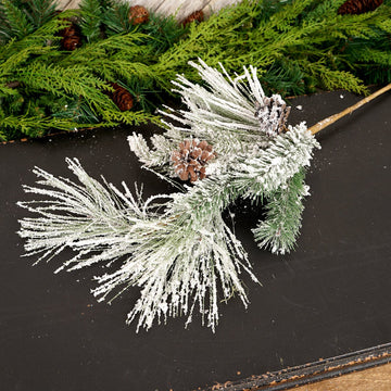 Christmas Snow Pine with Pine Cones Spray Christmas Place