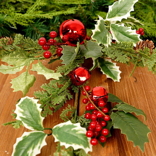 Bell Berry Holly Spray - Christmas Place