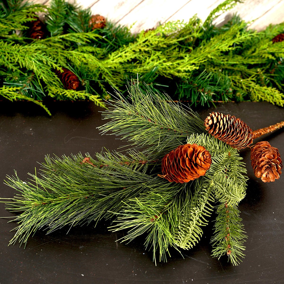 Green Pine and Pinecone Mix Christmas Pick - Christmas Place