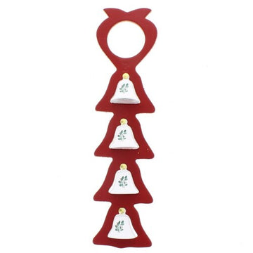 4 Bell Red Leather Strap with Holly