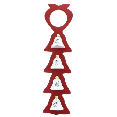 4 Bell Red Leather Strap with Holly