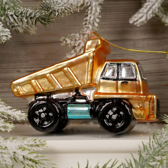 4.75Inch Glass Dump Truck Ornament - Christmas Place