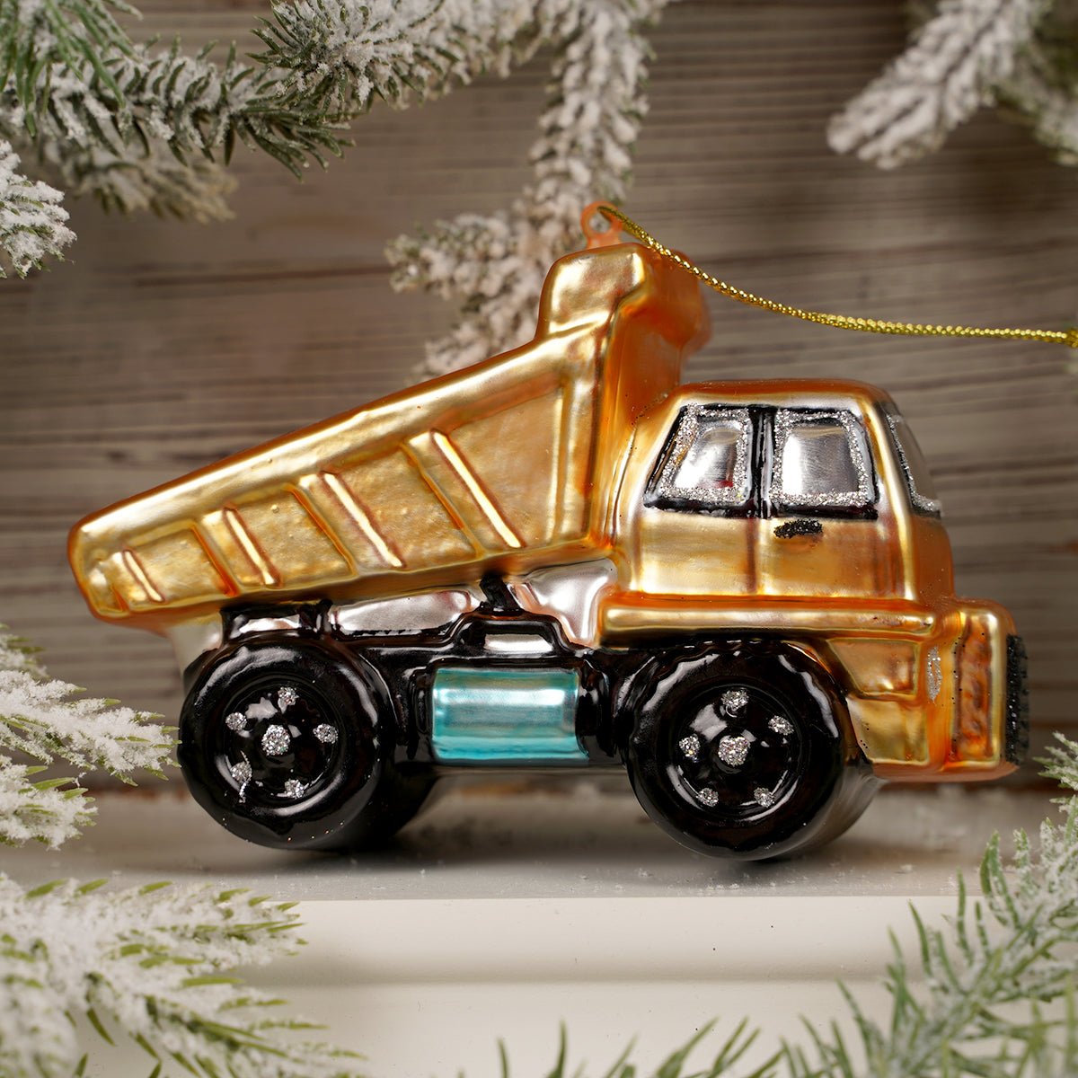 4.75Inch Glass Dump Truck Ornament - Christmas Place