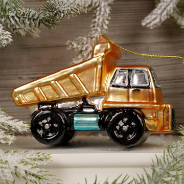 4.75Inch Glass Dump Truck Ornament - Christmas Place