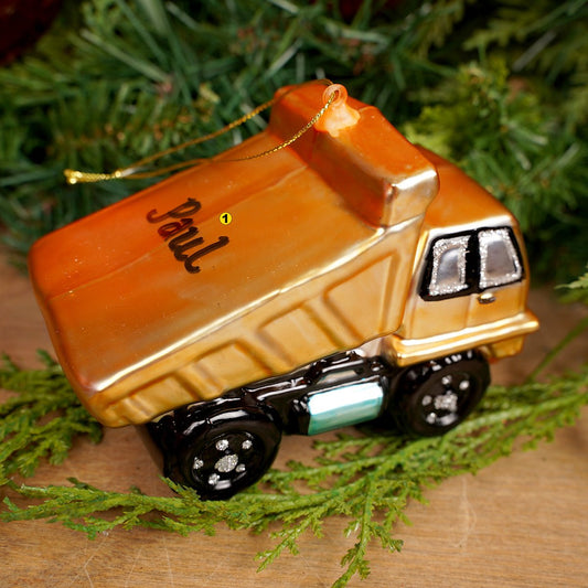 4.75Inch Glass Dump Truck Ornament - Christmas Place