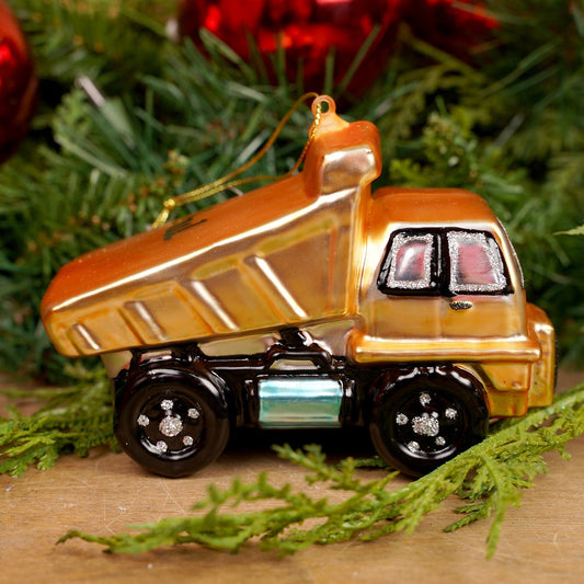 4.75Inch Glass Dump Truck Ornament - Christmas Place
