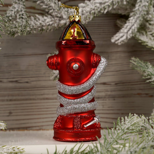 4.9Inch Glass Fire Hydrant Ornament - Christmas Place