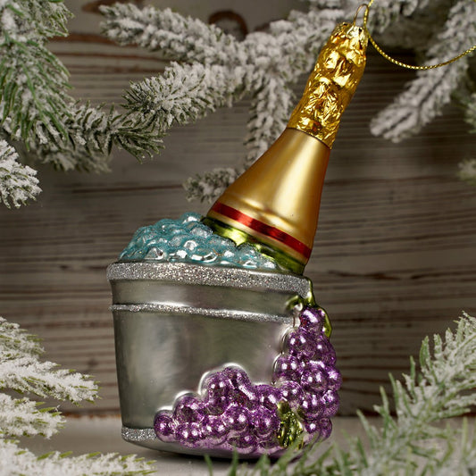 5.7Inch Glass Champagne Ornament - Christmas Place