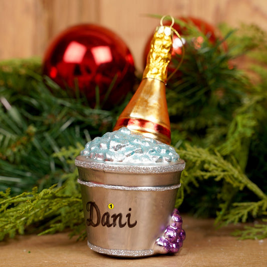 5.7Inch Glass Champagne Ornament - Christmas Place