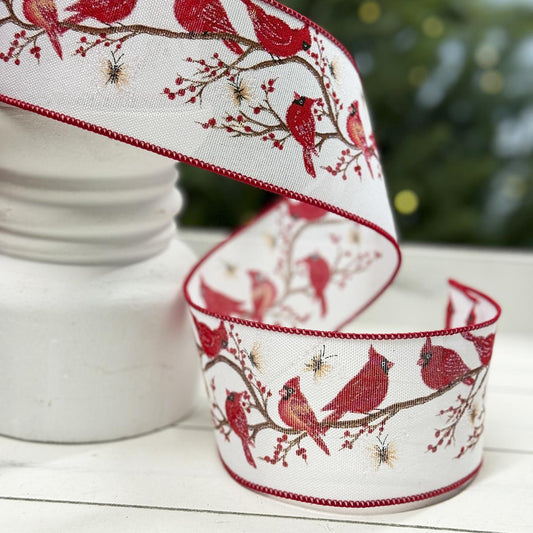Red White Cardinal Ribbon 2.5in x 10yd