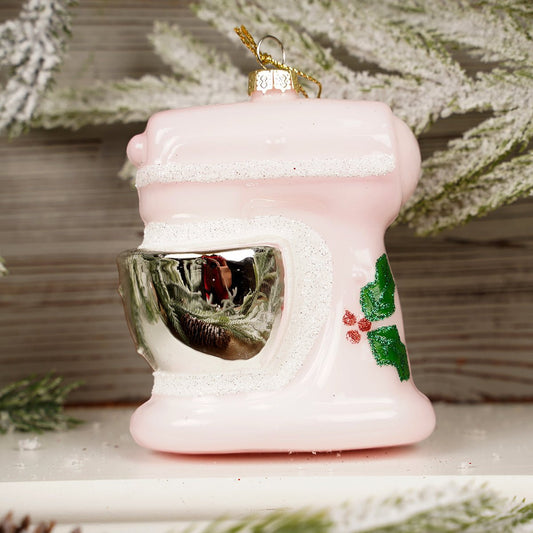 4Inch Glass Pink Mixer Ornament - Christmas Place