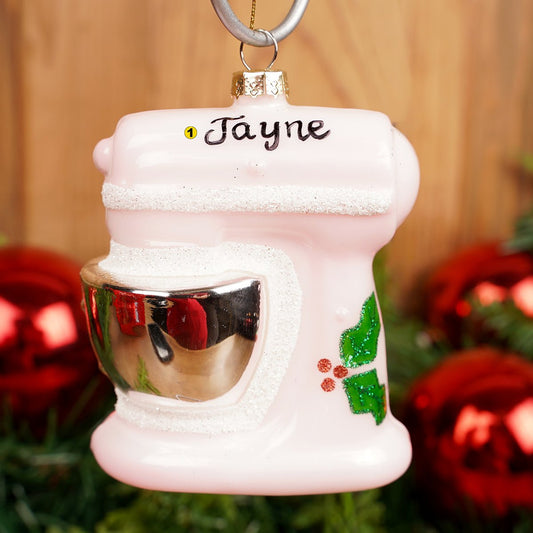 4Inch Glass Pink Mixer Ornament - Christmas Place