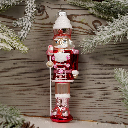 Glass Pink Nutcracker Christmas Ornament - Christmas Place
