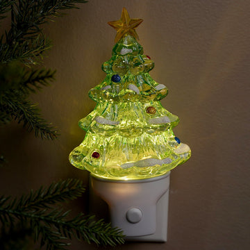 LED Water Green Glitter Tree Nightlight - Christmas Place