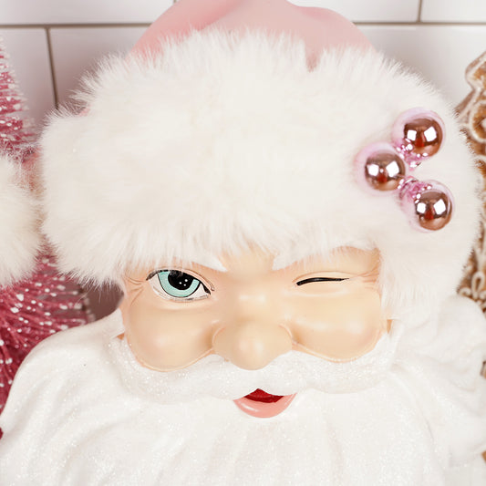 13Inch Pink White Santa Face