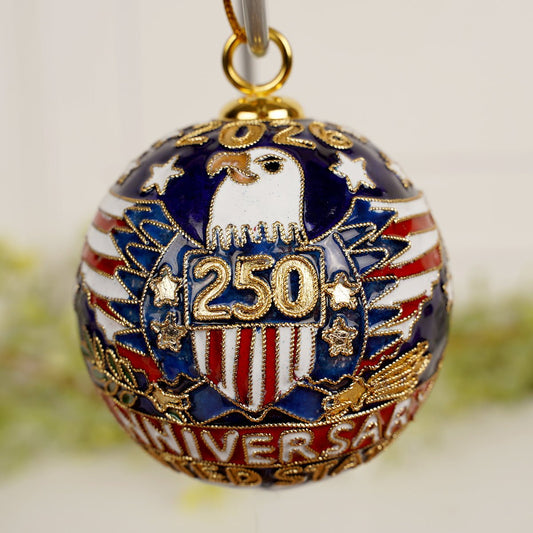 250th Anniversary Eagle Enamel Ball Ornament - Christmas Place