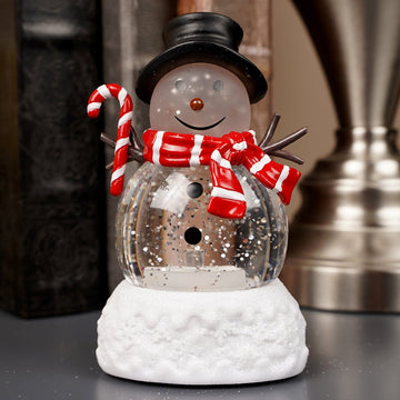 LED Snowman With Candy Cane Water Lantern - Christmas Place