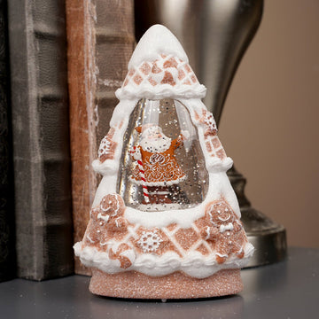 LED Gingerbread Tree With Santa Water Lantern - Christmas Place