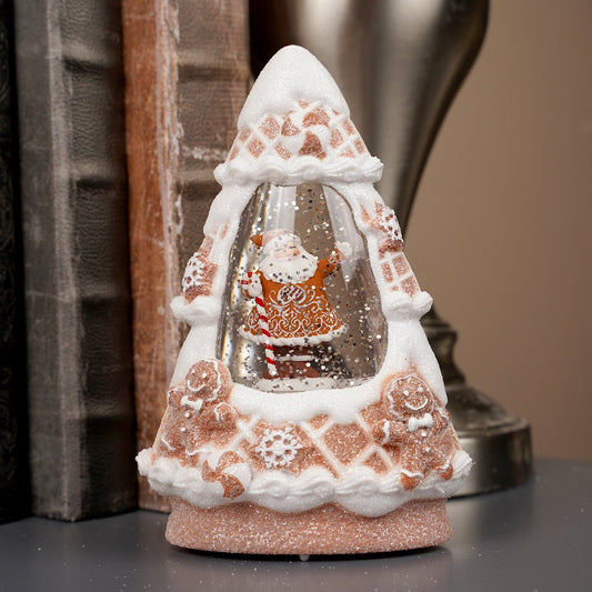 LED Gingerbread Tree With Santa Water Lantern - Christmas Place