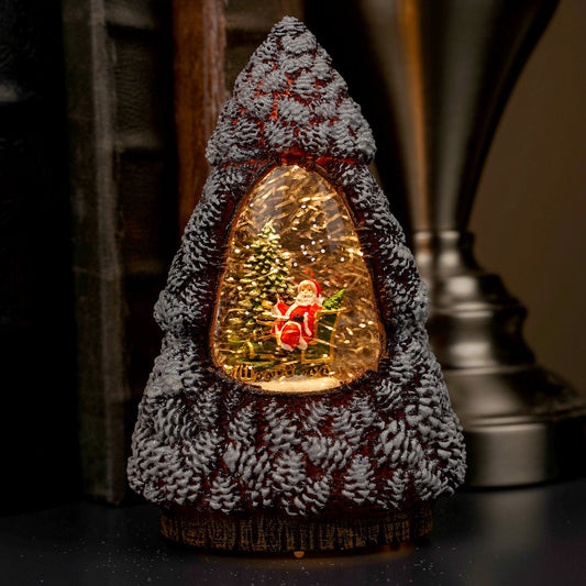 LED Santa In Tree Water Lantern - Christmas Place