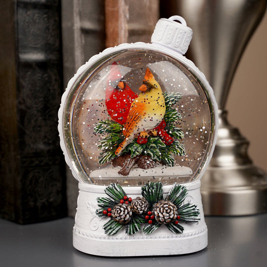 LED Cardinals In White Ornament Water Lantern - Christmas Place