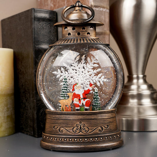 LED Santa With Animals Water Lantern - Christmas Place