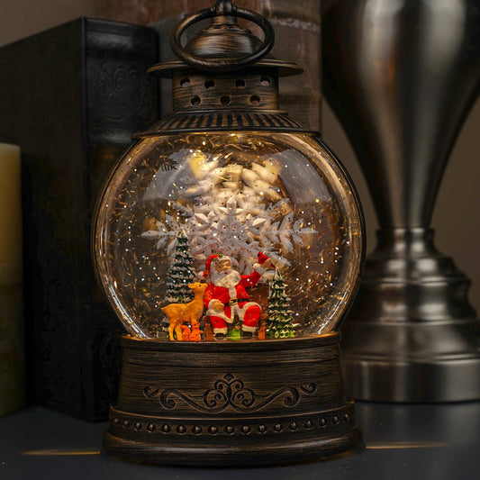 LED Santa With Animals Water Lantern - Christmas Place