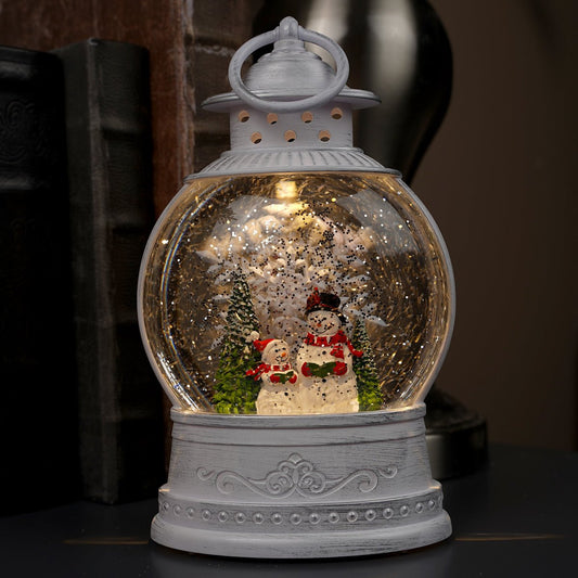 9 inches height LED Snowman Figures Lantern Water Globe - Christmas Place