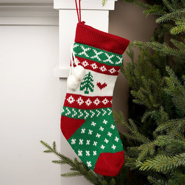 21Inch Red Green Christmas Stocking
