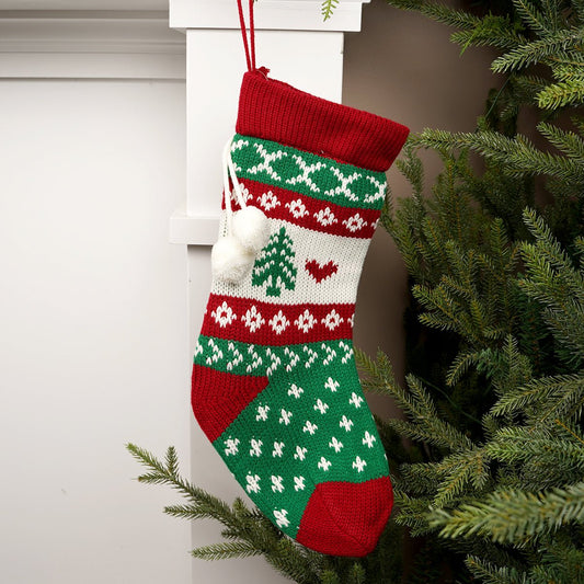 21Inch Red Green Christmas Stocking - Christmas Place