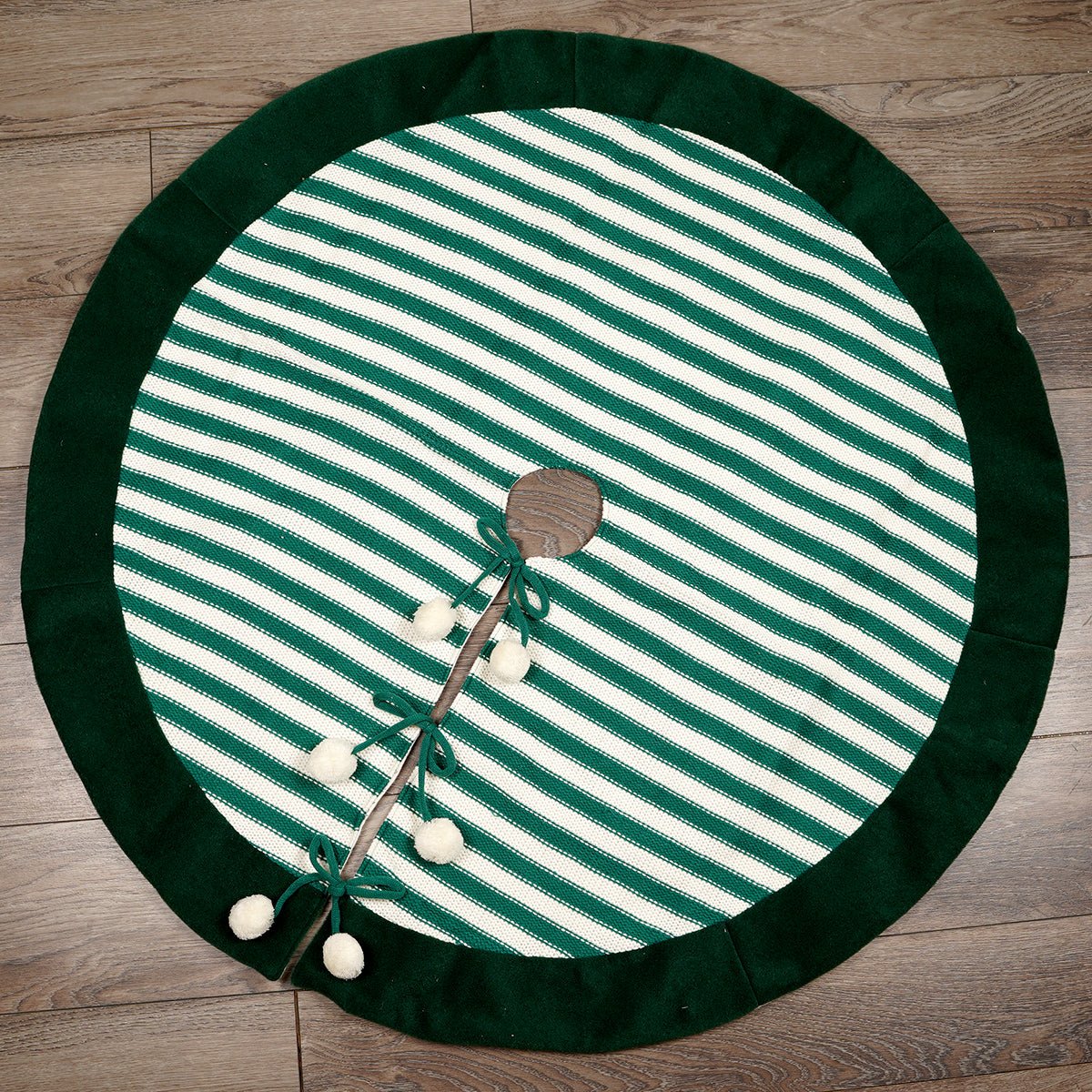 48Inch Green Stripe Tree Skirt - Christmas Place