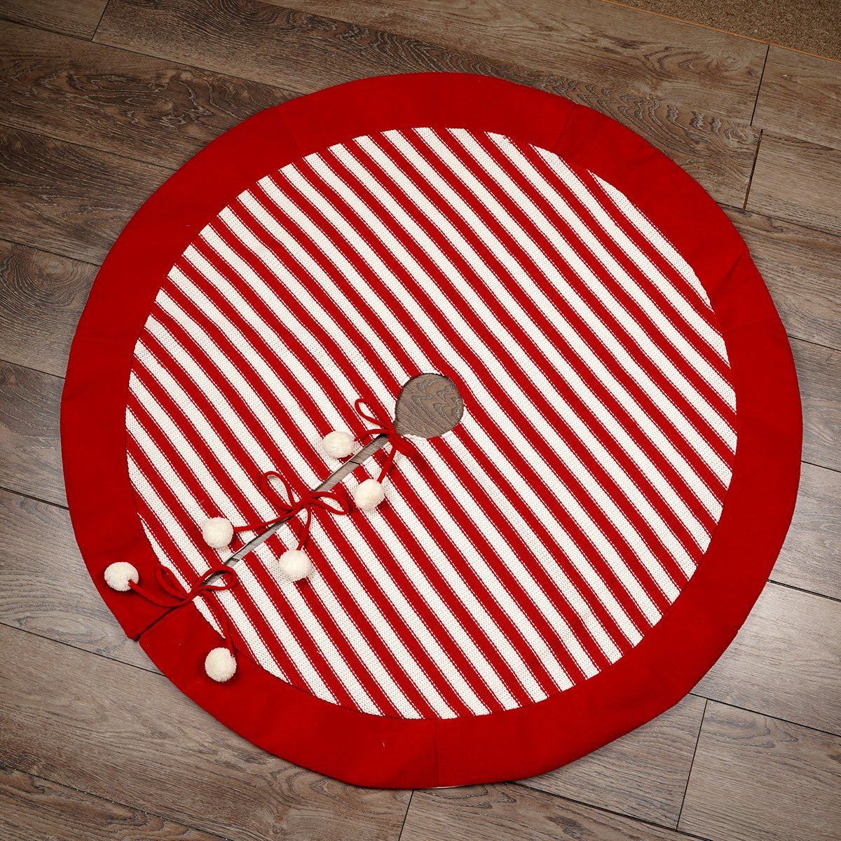 48Inch Red Stripe Tree Skirt - Christmas Place